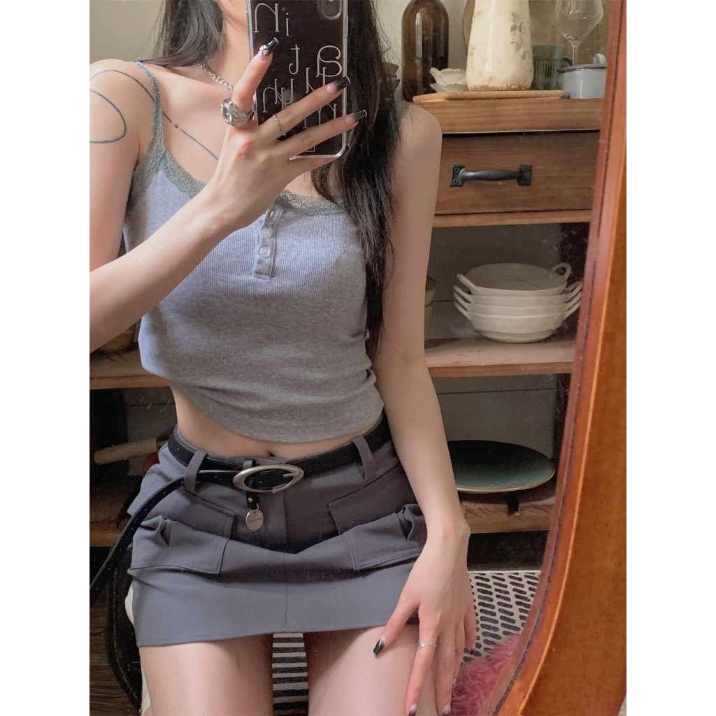 ZHELIHANGFEI Áo Ren Hai Dây Ôm Dáng Gợi Cảm Dành Cho Nữ