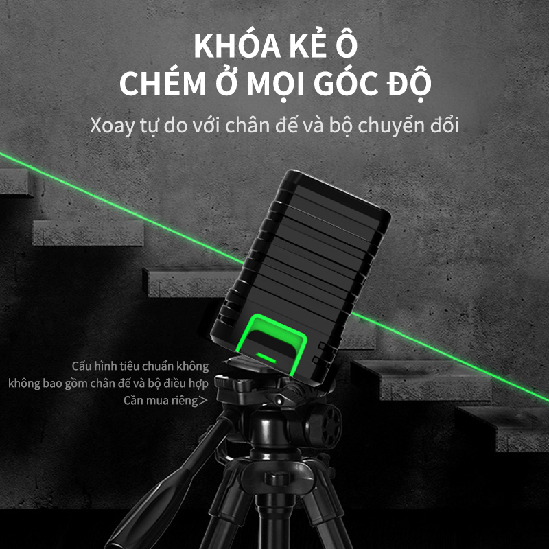 Máy cân bằng laser 2 Dòng Độ Chính Xác Cao 4D , Băng Laser Cross Line Green Xoay 360º
