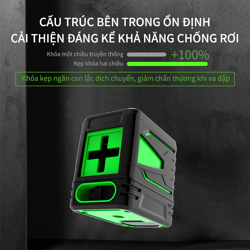 Máy cân bằng laser 2 Dòng Độ Chính Xác Cao 4D , Băng Laser Cross Line Green Xoay 360º