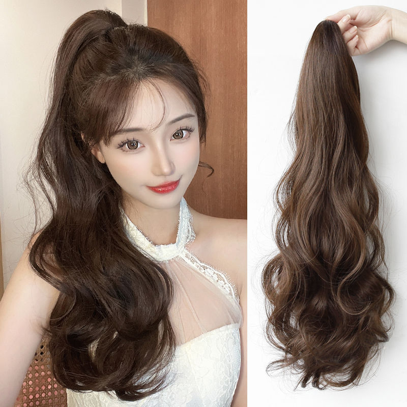 Tóc Giả Đuôi Ngựa Dài 50cm Xoăn Gợn Sóng Nước Bằng Sợi Tổng Hợp Dành Cho Bạn Nữ