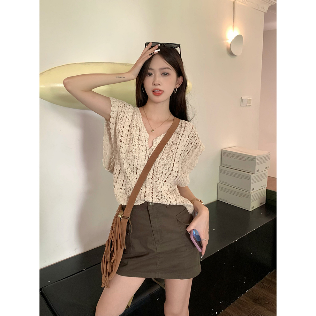 Áo Len Không Tay Cổ Chữ V Phong Cách Hàn Quốc Mới