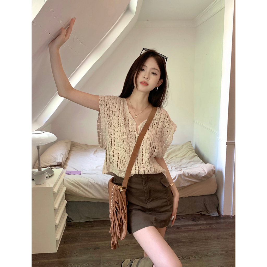 Áo Len Không Tay Cổ Chữ V Phong Cách Hàn Quốc Mới