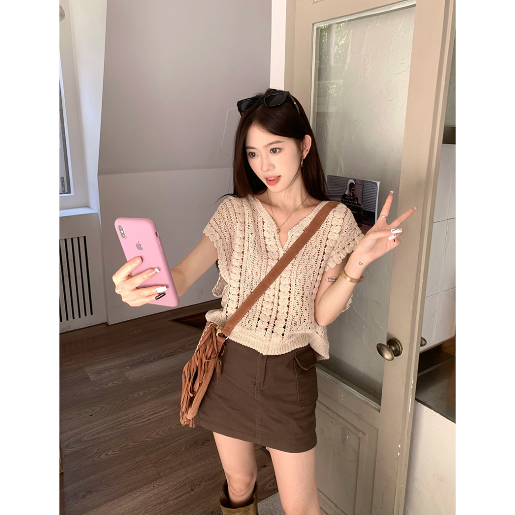 Áo Len Không Tay Cổ Chữ V Phong Cách Hàn Quốc Mới