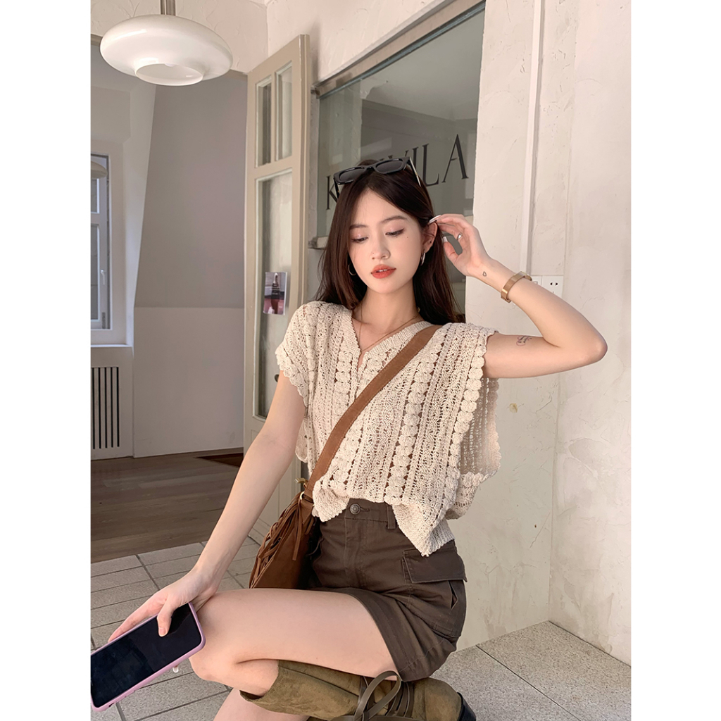 Áo Len Không Tay Cổ Chữ V Phong Cách Hàn Quốc Mới