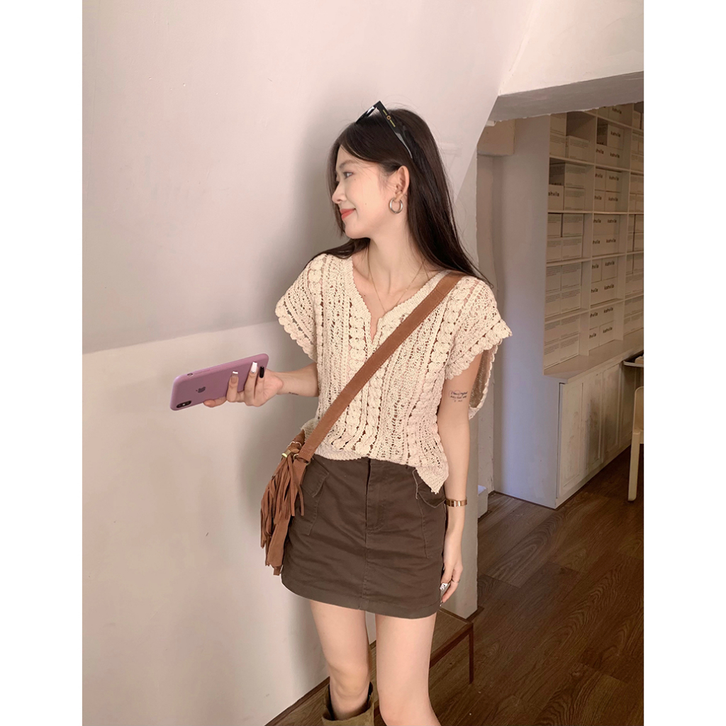 Áo Len Không Tay Cổ Chữ V Phong Cách Hàn Quốc Mới