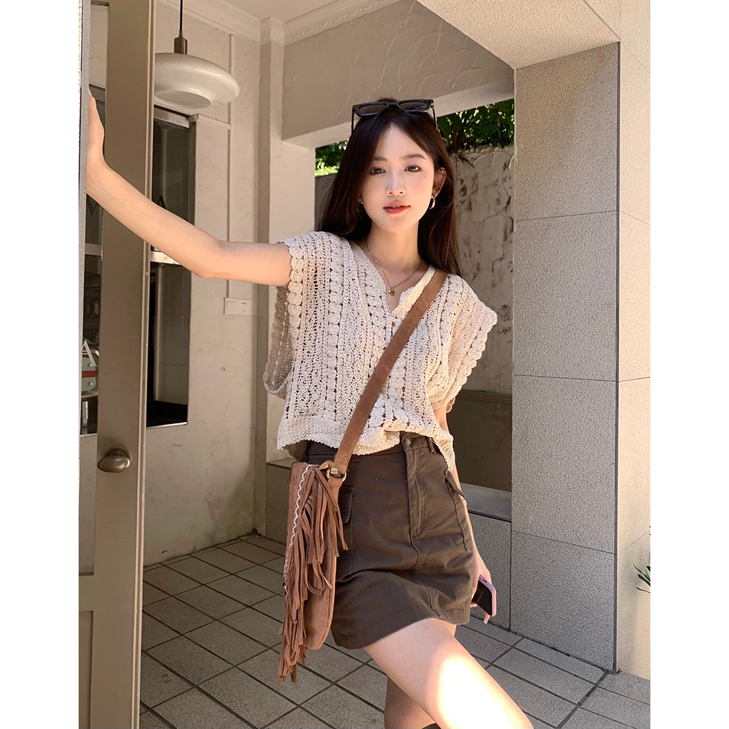 Áo Len Không Tay Cổ Chữ V Phong Cách Hàn Quốc Mới