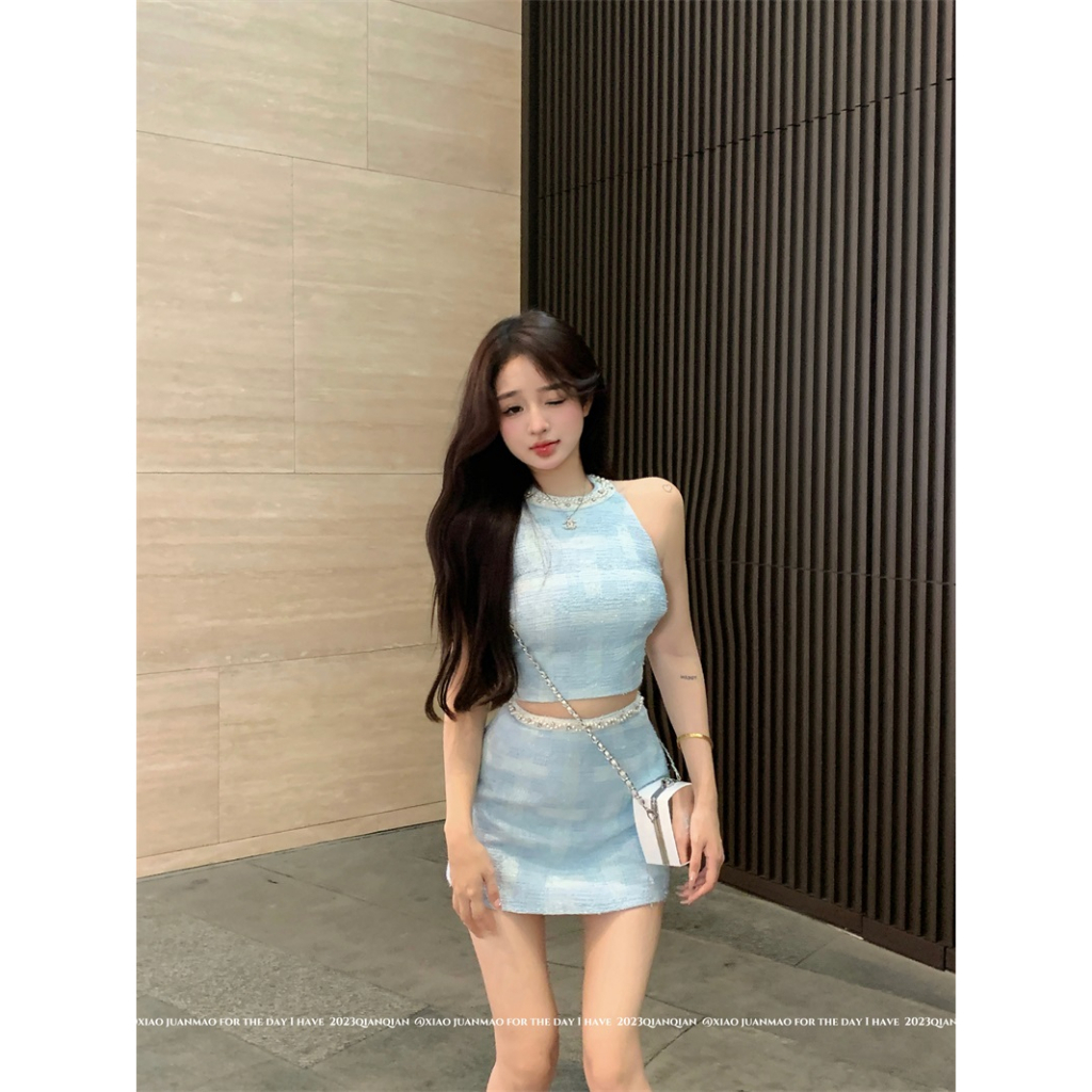 Cocory vn Áo Croptop Sát Nách Dáng Ôm Đính Ngọc Trai Quyến Rũ Thời Trang Cho Nữ