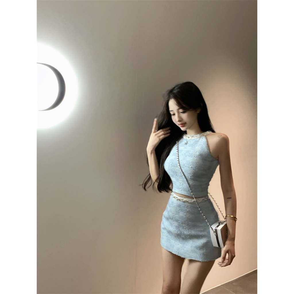 Cocory vn Áo Croptop Sát Nách Dáng Ôm Đính Ngọc Trai Quyến Rũ Thời Trang Cho Nữ