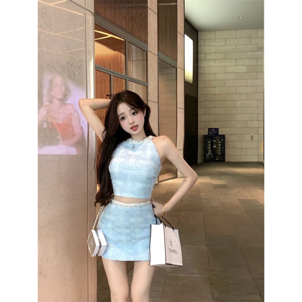 Cocory vn Áo Croptop Sát Nách Dáng Ôm Đính Ngọc Trai Quyến Rũ Thời Trang Cho Nữ