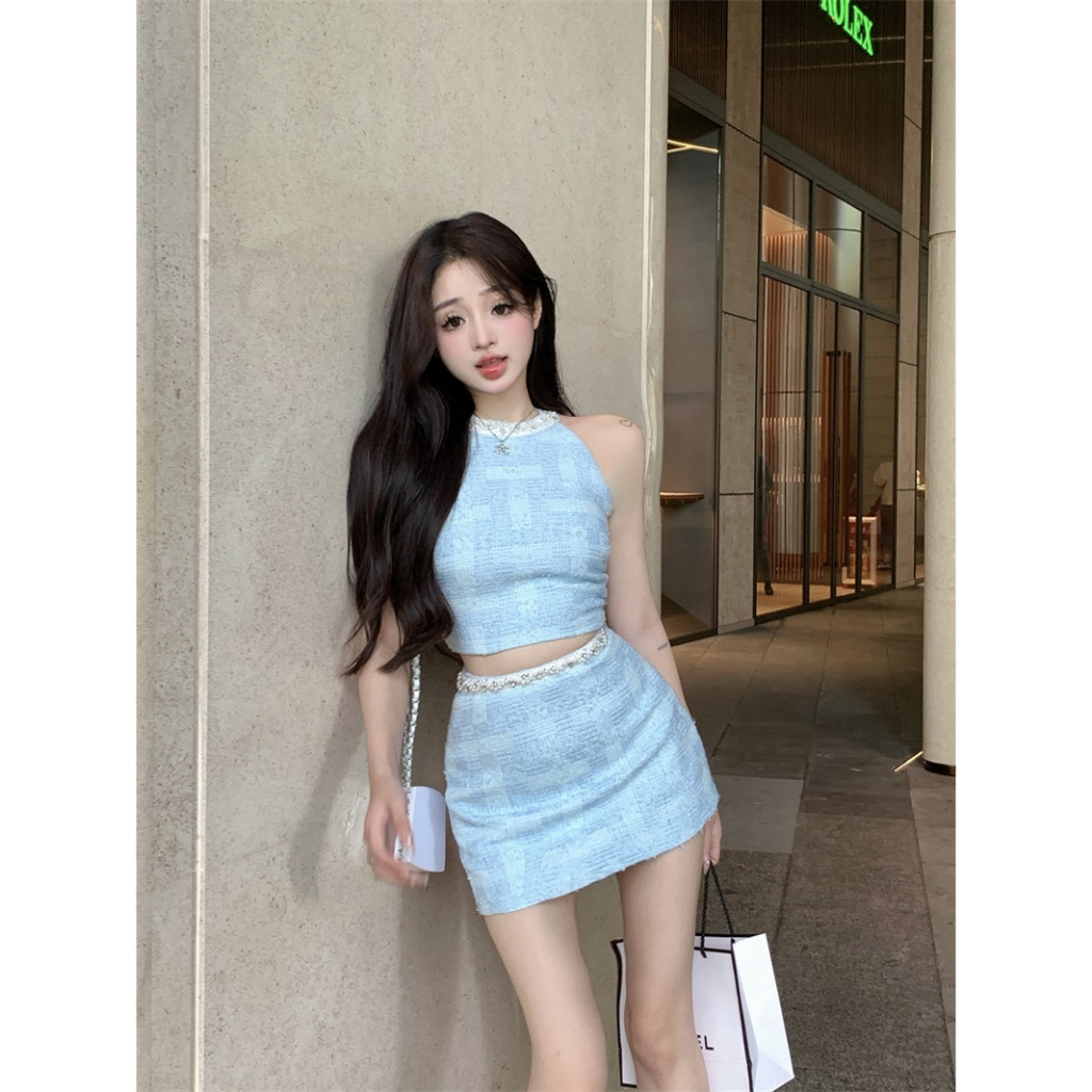 Cocory vn Áo Croptop Sát Nách Dáng Ôm Đính Ngọc Trai Quyến Rũ Thời Trang Cho Nữ