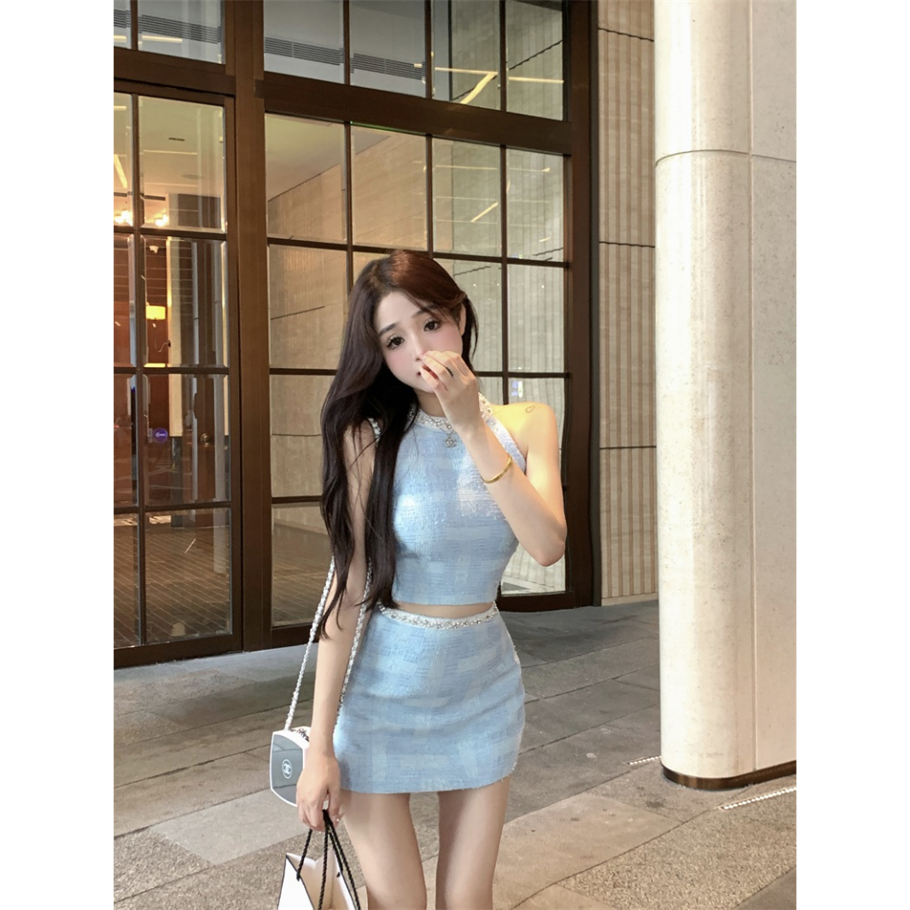 Cocory vn Áo Croptop Sát Nách Dáng Ôm Đính Ngọc Trai Quyến Rũ Thời Trang Cho Nữ