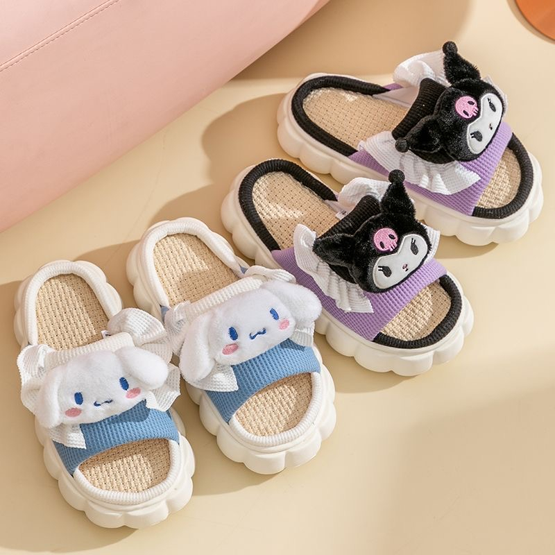 HQ Dép  dép nữ  dép bánh mì Vật liệu lanh thoải mái và thoáng khí Độ dày đế giày 4cm 2023 NEW 52420