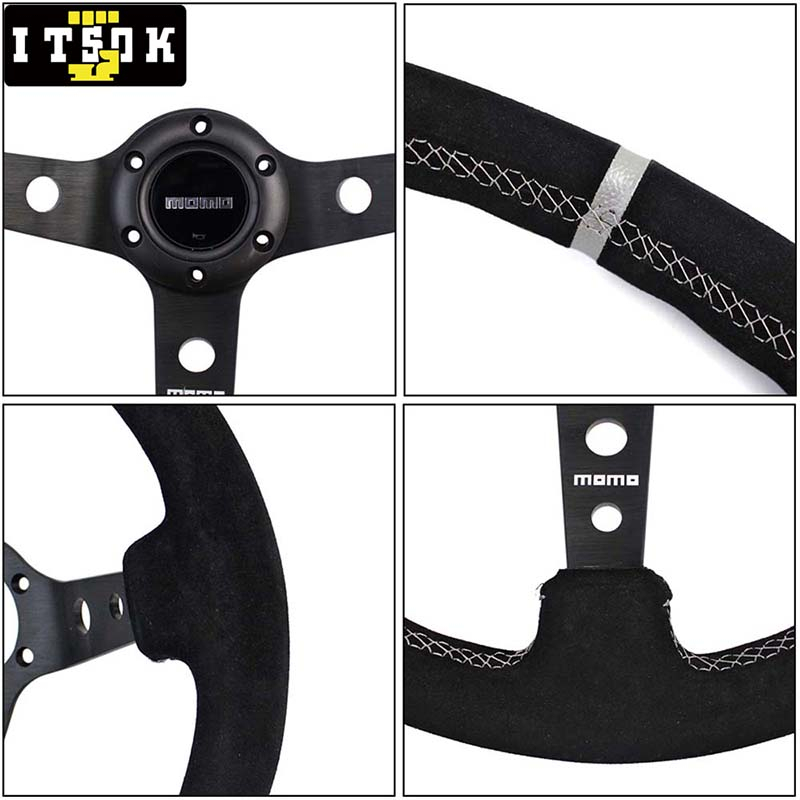 Vô Lăng Xe Đua momo Da Lộn 14inch 350mm Chuyên Dụng