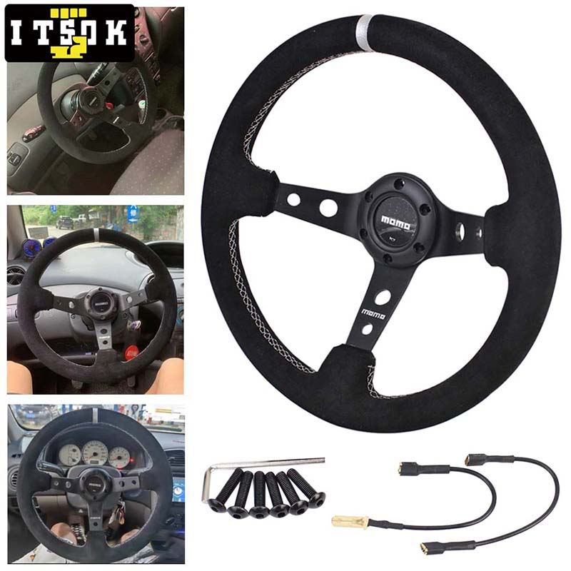 Vô Lăng Xe Đua momo Da Lộn 14inch 350mm Chuyên Dụng