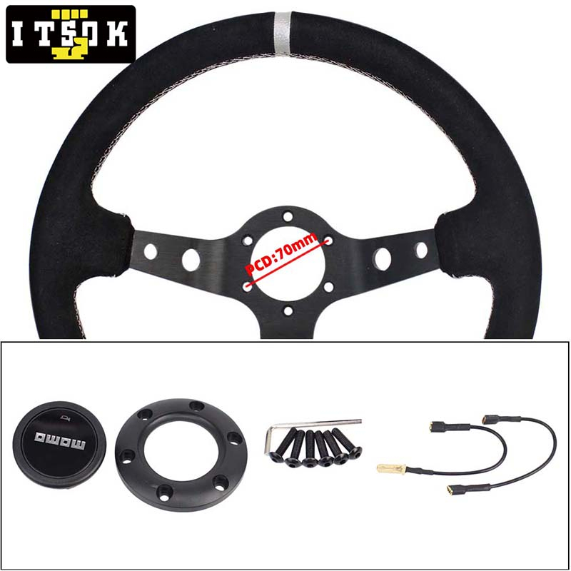 Vô Lăng Xe Đua momo Da Lộn 14inch 350mm Chuyên Dụng