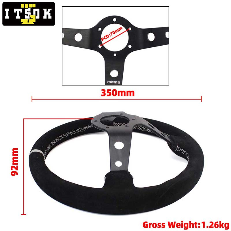 Vô Lăng Xe Đua momo Da Lộn 14inch 350mm Chuyên Dụng