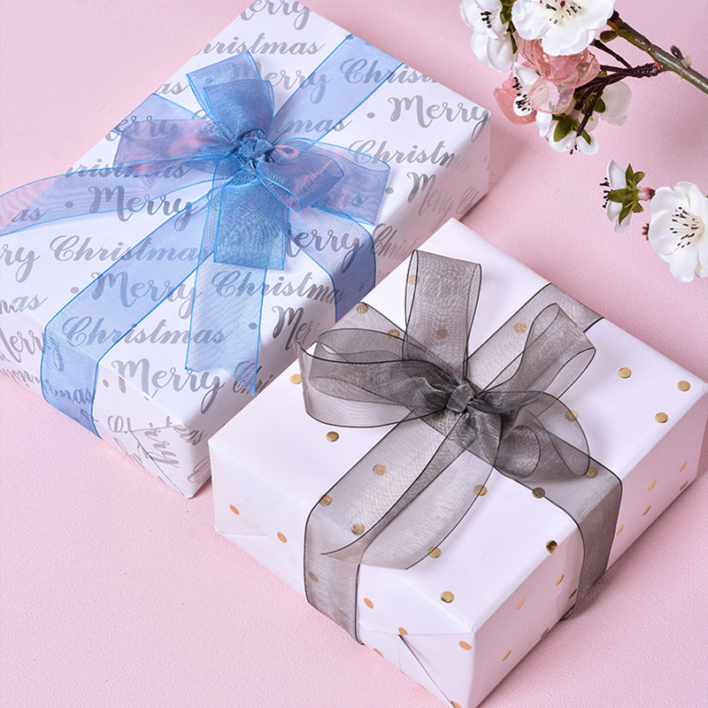 Cuộn Dây Ruy Băng 10 Yards / Cuộn 25mm Màu Gradient Bằng Vải Voan Trong Suốt Dùng Gói Quà / Trang Trí Đám Cưới DIY