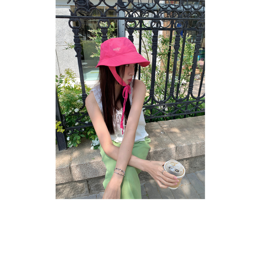 Nón Tai Bèo Vải Cotton Phối Dây Rút Vành Rộng Kiểu Hàn Quốc Thời Trang 2024 Dễ Thương Cho Nữ