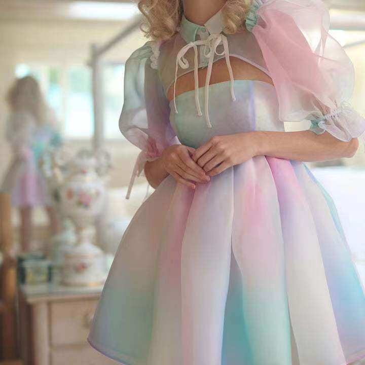 Váy công chúa Selkie Đầm Công Chúa In Họa Tiết Cầu Vồng Màu Hồng Dành Cho Nữ