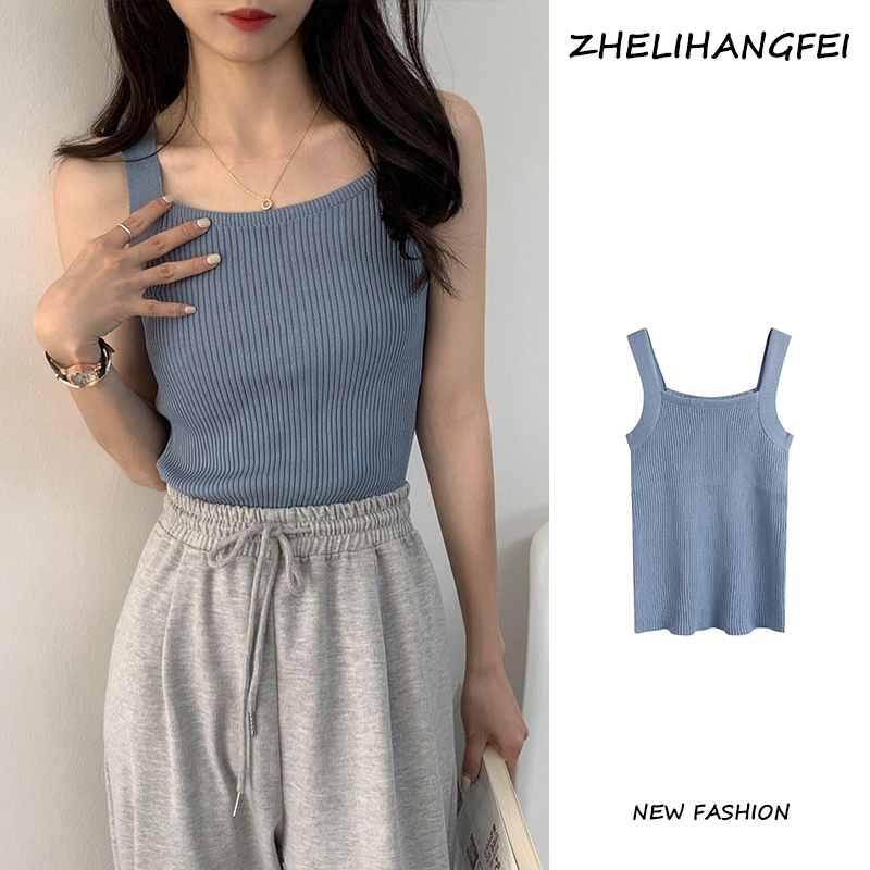 ZHELIHANGFEI Áo Dệt Kim Hai Dây Dáng Ngắn Thời Trang Mùa Hè Cho Nữ