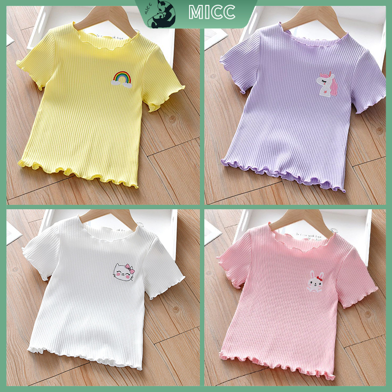 1-9 TuổiÁo croptop bé gái dáng rộng Áo Thun Tay Ngắn Thời Trang Mùa Hè Cho Bé Gái