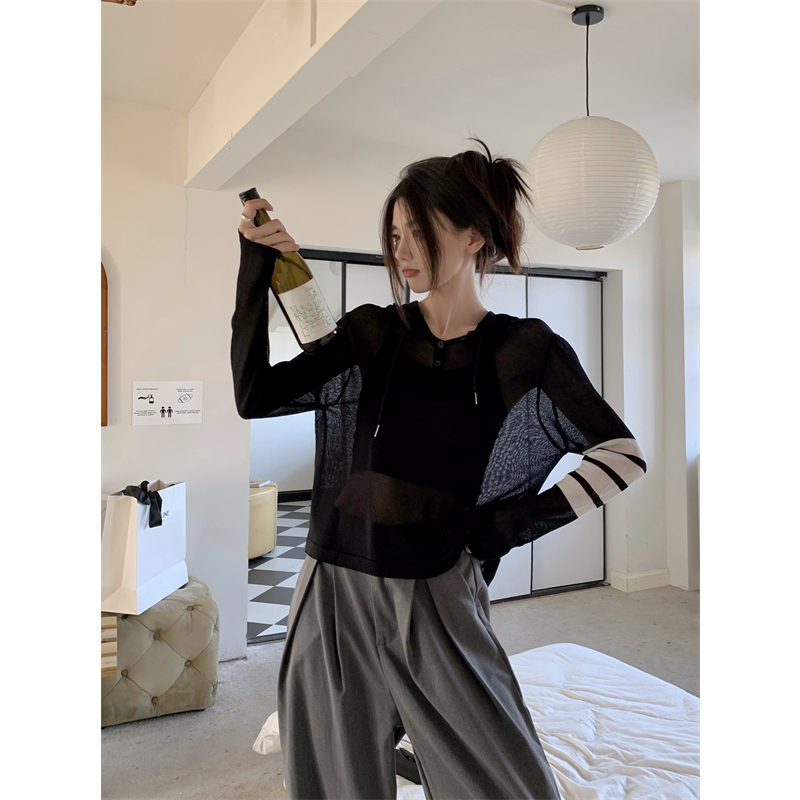 Lalisas Áo Khoác Chống Nắng Tay Dài Vải Lụa Lạnh Mỏng Phối Dây Rút Thời Trang Sang Trọng Cho Nữ