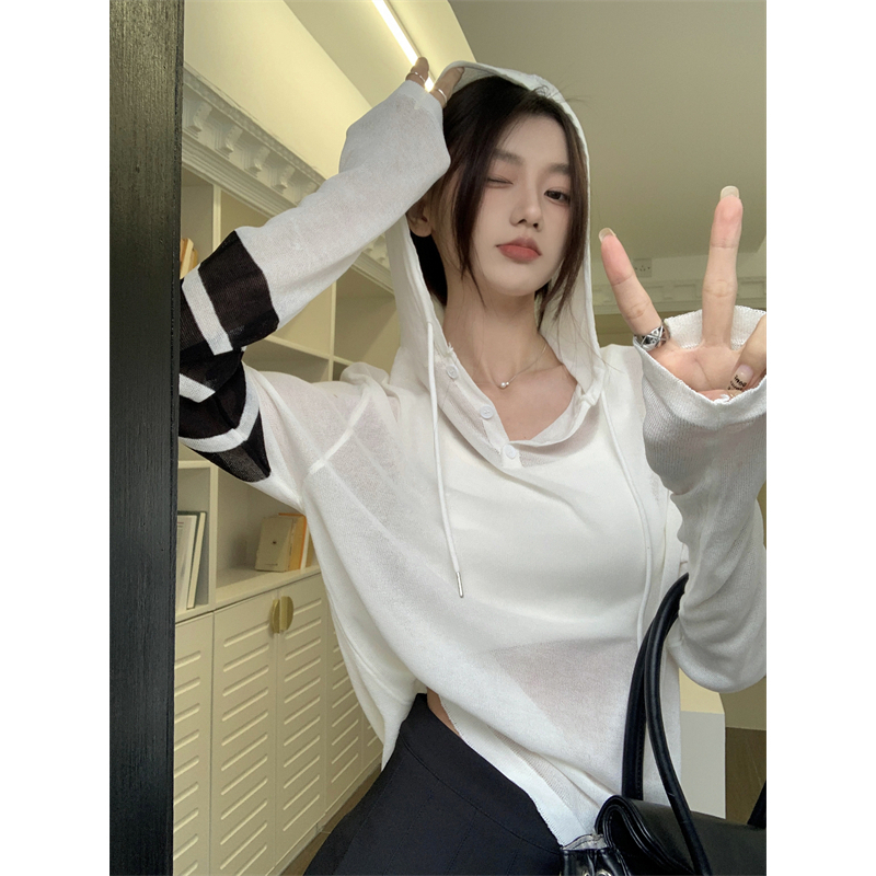 Lalisas Áo Khoác Chống Nắng Tay Dài Vải Lụa Lạnh Mỏng Phối Dây Rút Thời Trang Sang Trọng Cho Nữ