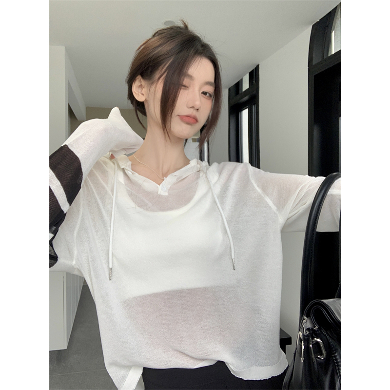 Lalisas Áo Khoác Chống Nắng Tay Dài Vải Lụa Lạnh Mỏng Phối Dây Rút Thời Trang Sang Trọng Cho Nữ