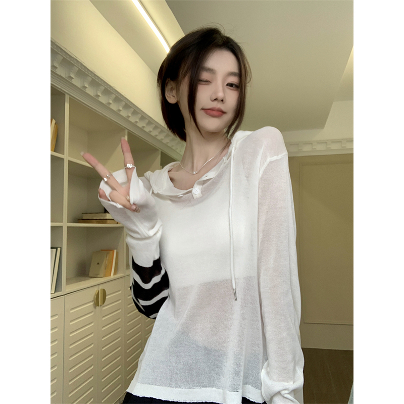 Lalisas Áo Khoác Chống Nắng Tay Dài Vải Lụa Lạnh Mỏng Phối Dây Rút Thời Trang Sang Trọng Cho Nữ