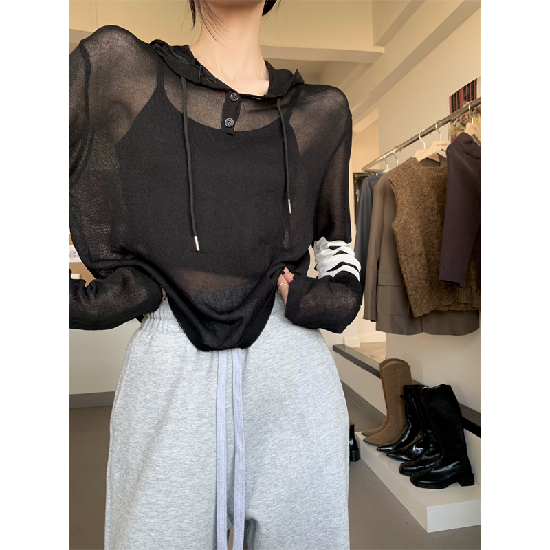 Lalisas Áo Khoác Chống Nắng Tay Dài Vải Lụa Lạnh Mỏng Phối Dây Rút Thời Trang Sang Trọng Cho Nữ