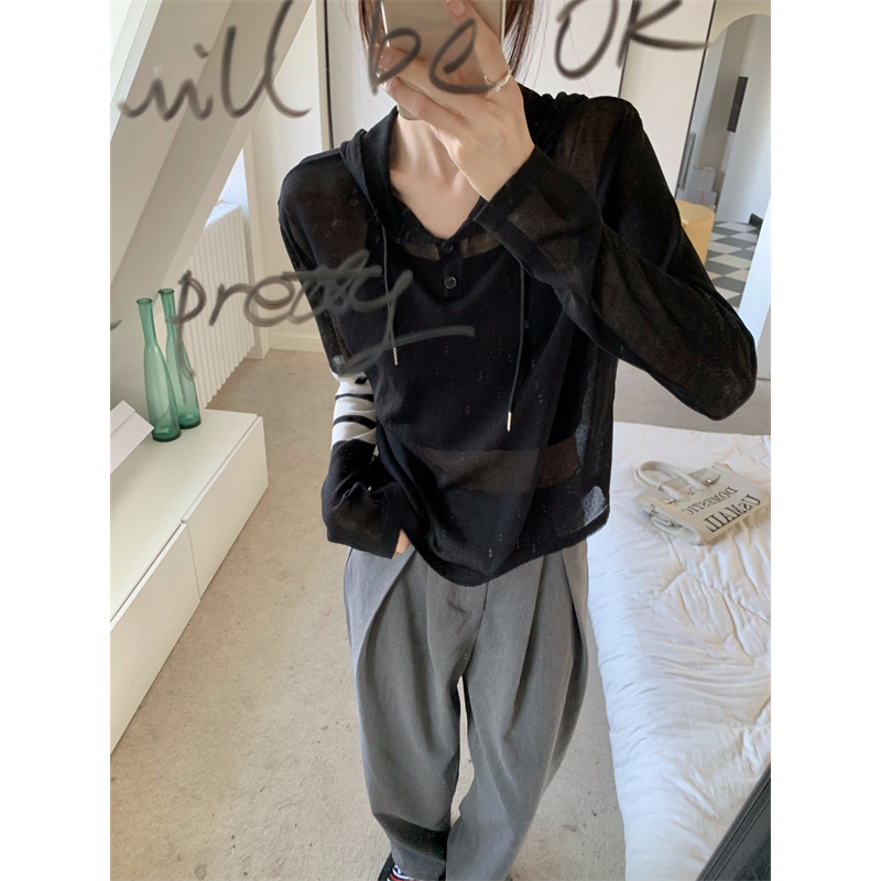 Lalisas Áo Khoác Chống Nắng Tay Dài Vải Lụa Lạnh Mỏng Phối Dây Rút Thời Trang Sang Trọng Cho Nữ