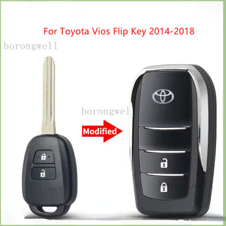 Vỏ chìa khóa điều khiển từ xa 2 nút dạng gập Toy43 thay thế dành cho xe hơi Toyota Yaris Vios Prado