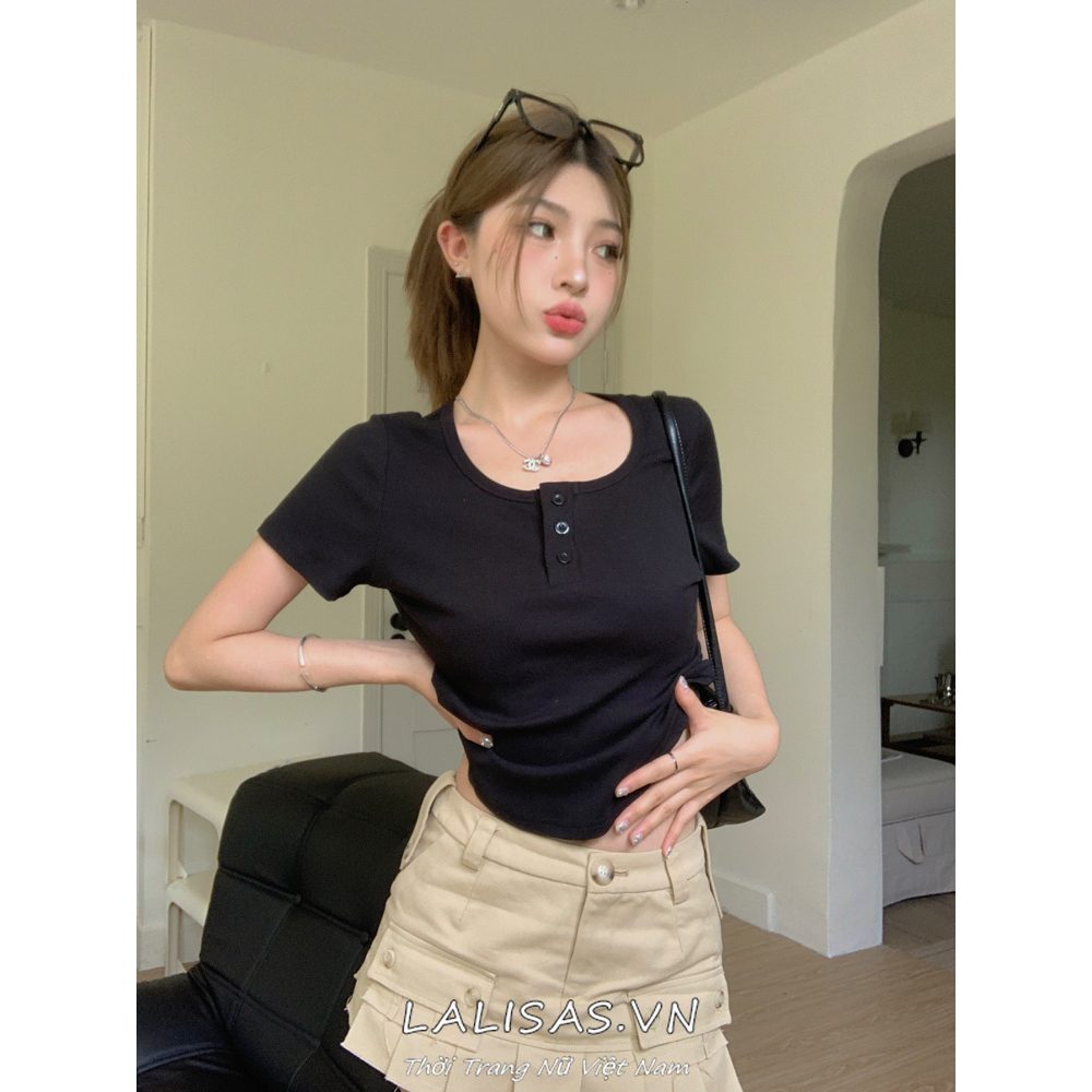 Áo Thun Tay Ngắn Cổ Tròn Dáng Ôm Phong Cách Hàn Quốc Thời Trang Cho Nữ