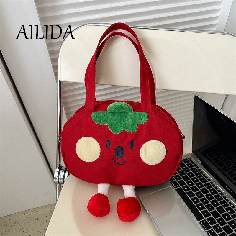 Túi Đeo Chéo Vải Canvas Mềm Mại Họa Tiết Hoạt Hình Phong Cách Hàn Quốc Cho Nữ