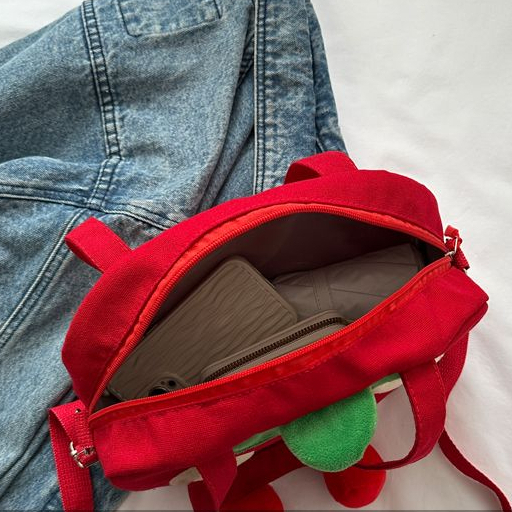 Túi Đeo Chéo Vải Canvas Mềm Mại Họa Tiết Hoạt Hình Phong Cách Hàn Quốc Cho Nữ