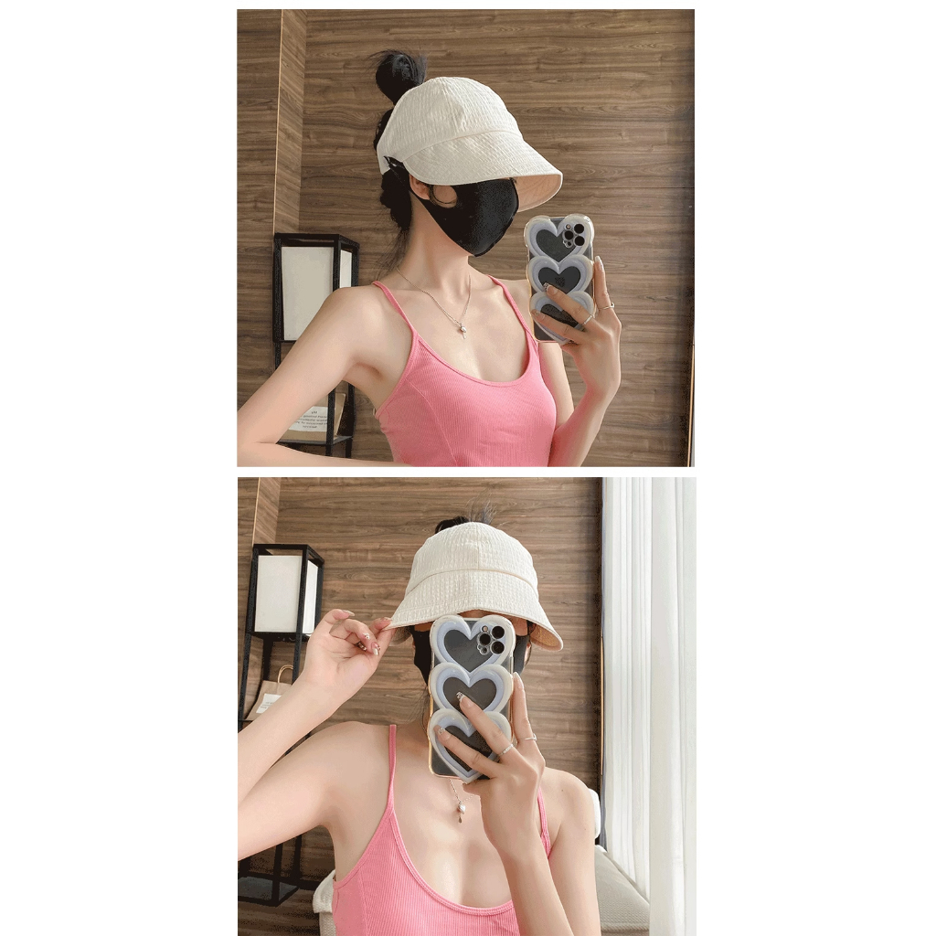 Mũ Chống Nắng Che Nửa Mặt Có Thể Buộc Tóc Đuôi Ngựa Phiên Bản Hàn Quốc Dễ Phối Đồ Cho Nữ