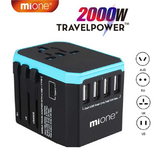 Ổ cắm du lịch đa năng MIONE 2000W Universal Adapter USB Type C 4 đầu sạc nhanh du lịch đa năng cho laptop/ điện thoại/ máy tính bảng