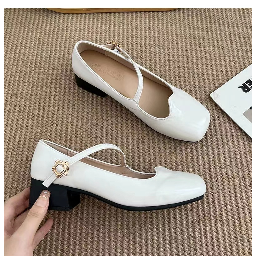 Giày Búp Bê Gót Thấp 3.5CM Mũi Vuông Thời Trang Mùa Hè 2023 Cho Nữ
