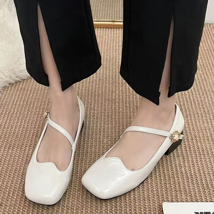 Giày Búp Bê Gót Thấp 3.5CM Mũi Vuông Thời Trang Mùa Hè 2023 Cho Nữ