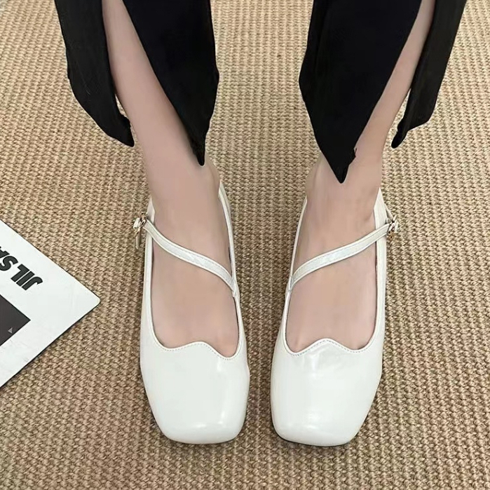 Giày Búp Bê Gót Thấp 3.5CM Mũi Vuông Thời Trang Mùa Hè 2023 Cho Nữ