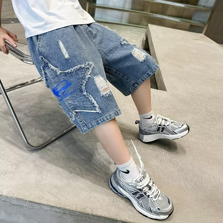 Quần Short Denim Dáng Rộng Thoải Mái Thời Trang Mùa Hè Hàng Mới Dành Cho Bé Trai 110-170