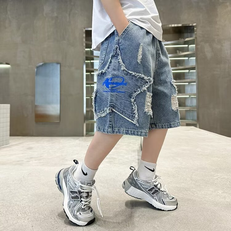 Quần Short Denim Dáng Rộng Thoải Mái Thời Trang Mùa Hè Hàng Mới Dành Cho Bé Trai 110-170