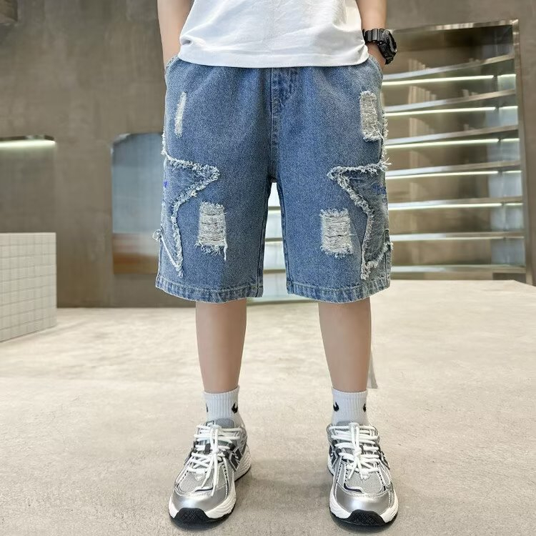 Quần Short Denim Dáng Rộng Thoải Mái Thời Trang Mùa Hè Hàng Mới Dành Cho Bé Trai 110-170