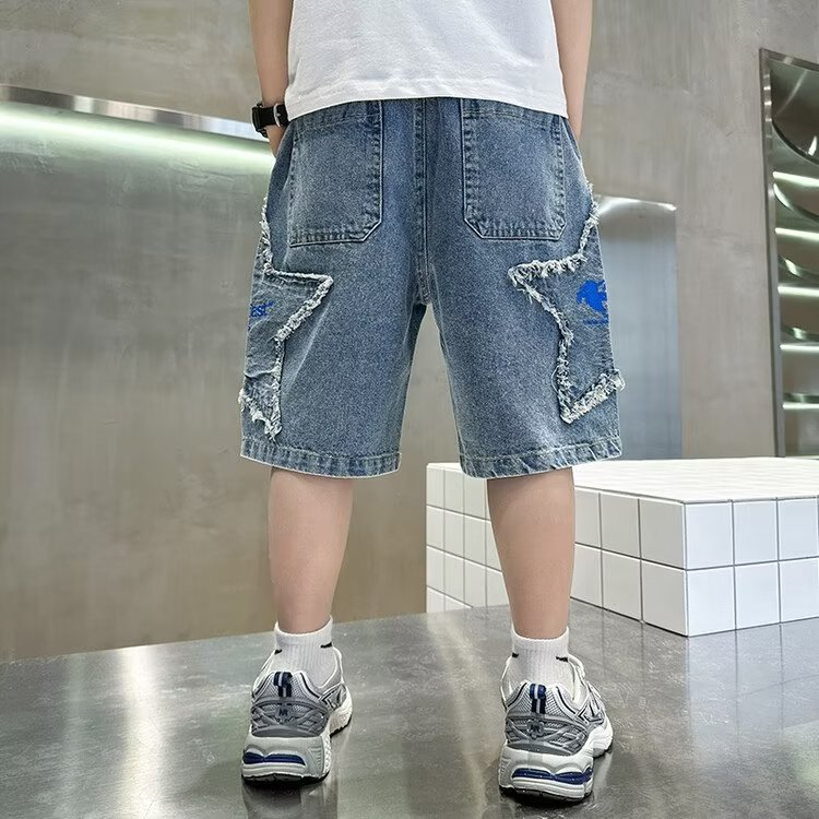 Quần Short Denim Dáng Rộng Thoải Mái Thời Trang Mùa Hè Hàng Mới Dành Cho Bé Trai 110-170