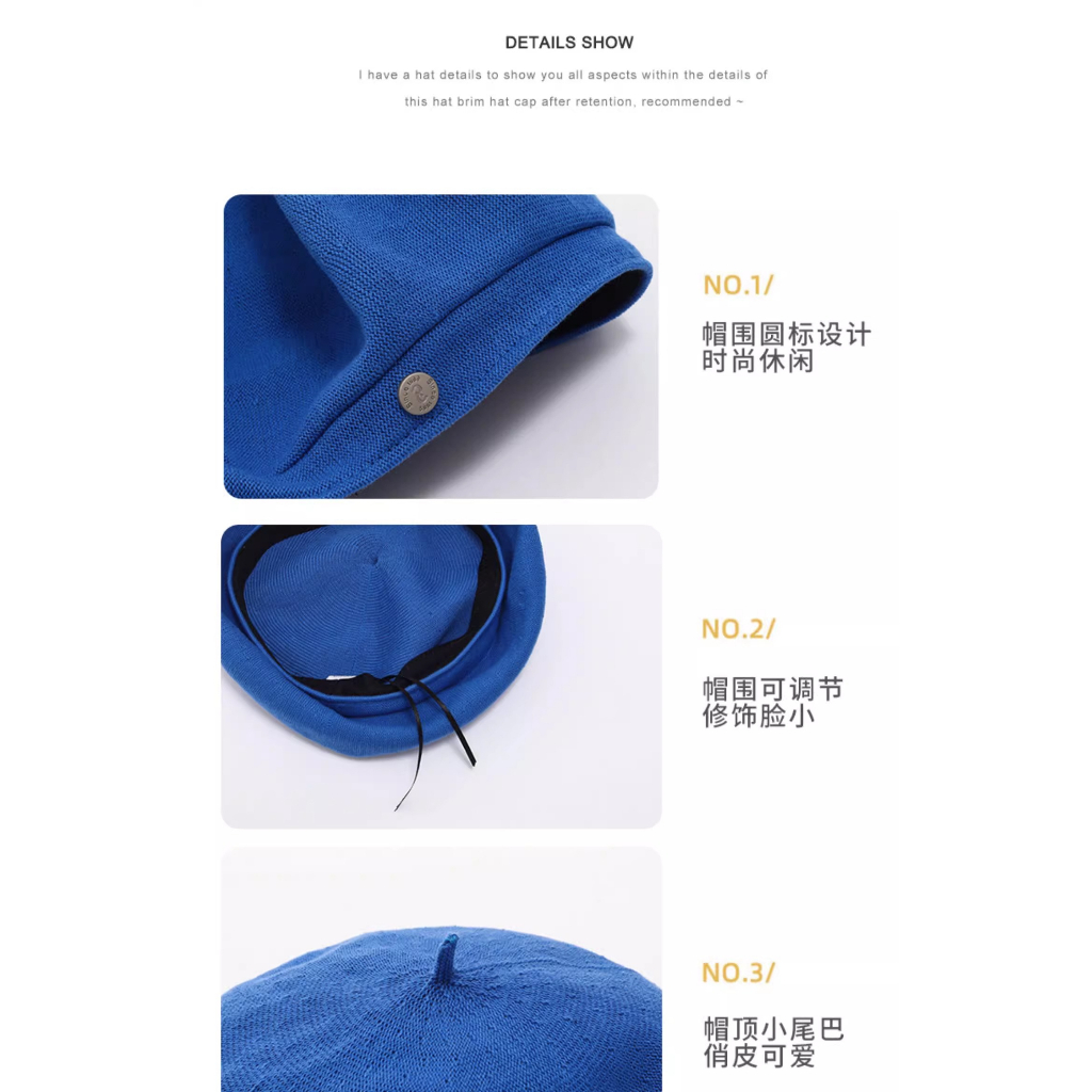 Mũ Beret Dệt Kim Mỏng Màu Đen Phong Cách Nhật Bản Cổ Điển Thời Trang Xuân Thu 2023 Cho Nữ