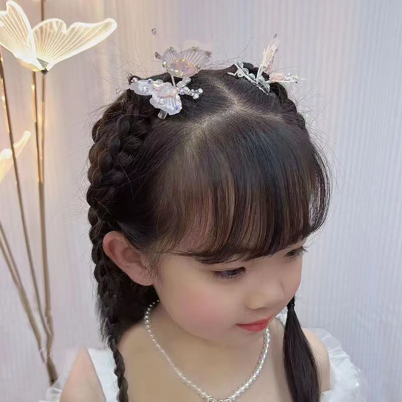 Kẹp Tóc Hình Bướm Đính Đá Phối Tua Rua Xinh Xắn Cho Bé Gái