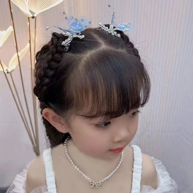 Kẹp Tóc Hình Bướm Đính Đá Phối Tua Rua Xinh Xắn Cho Bé Gái