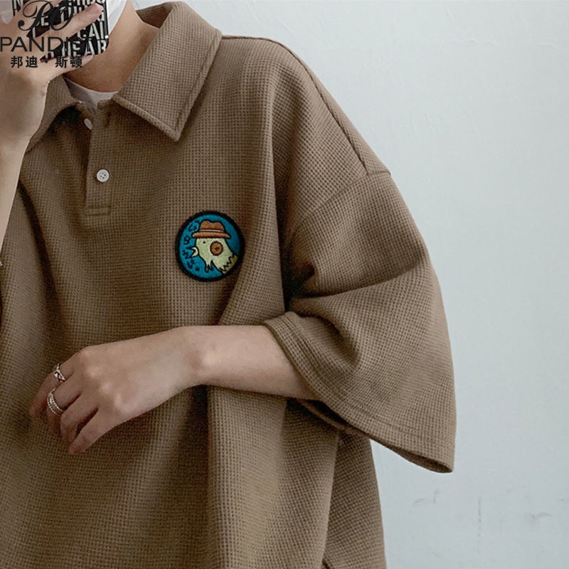 Áo Thun Ngắn Tay Bản Form polo Rộng Cách Phong Nhật Dành Cho Nam