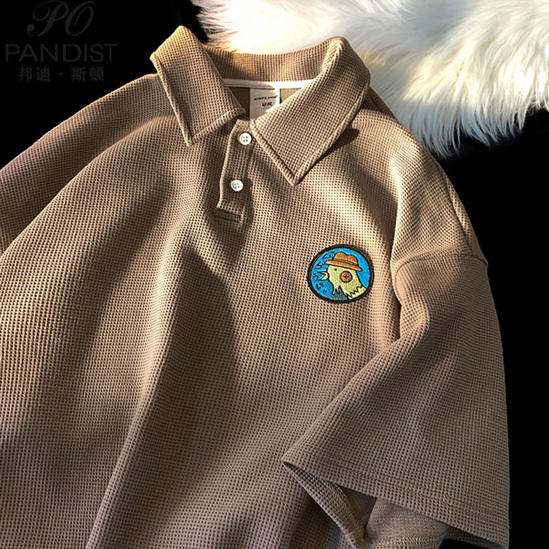 Áo Thun Ngắn Tay Bản Form polo Rộng Cách Phong Nhật Dành Cho Nam