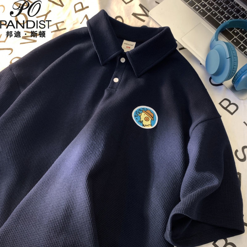 Áo Thun Ngắn Tay Bản Form polo Rộng Cách Phong Nhật Dành Cho Nam